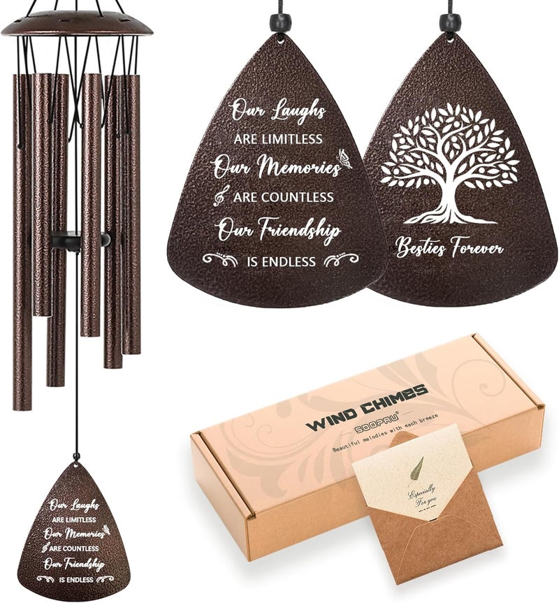 Soopau Gifts for Best Friend Women Men, 32" Bronze Wind Chimes Friendship Gifts, Bestie Gift for Women, Christmas Birthday Gift Idea for Bestfriend BFF - Image 1